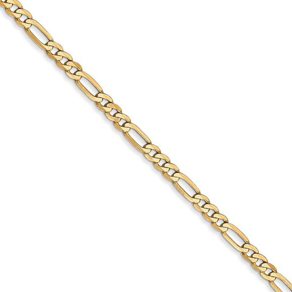2.75mm 14k Yellow Gold Flat Figaro Chain Necklace 22 Inch